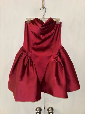 Satin Party Dress in Deep Red